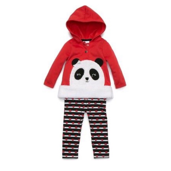 NANNETTE KIDS RED PANDA BEAR FAUX FUR 2 PIECE SET